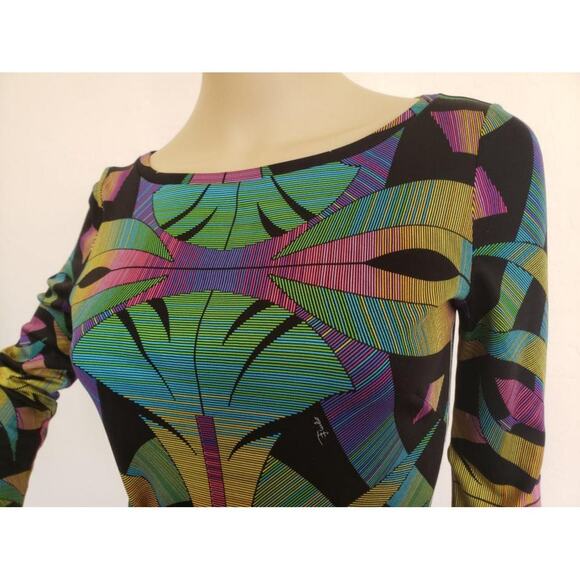 Emilio Pucci Black Multicolor Signature Print Belted Dress 4 US - Picture 4 of 10